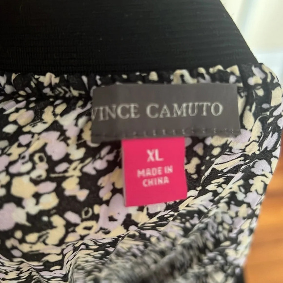 Vince Camuto Pleated Elastic Waist Circle Skirt Black/Yellow/Lavender - NWT - XL - Picture 4 of 8